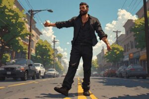 Why Is He Strutting Down the Road Like a Movie Star?